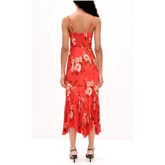 Reformation Women's Coral Bloom Aiko Dress Size 6 - Picture 2 of 11